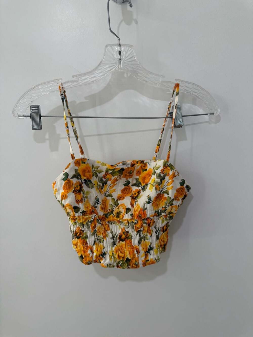 Onia Women's Yellow Orange Floral Print Crop Top Camisole Size M - Picture 4 of 9